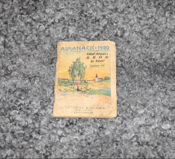 Almanack 1920 L.Littorins Bokhandel Kristianstad