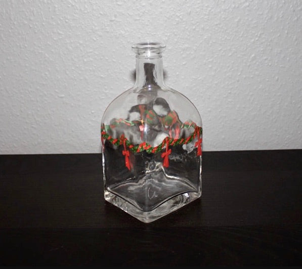 Glasflaska med juldekor